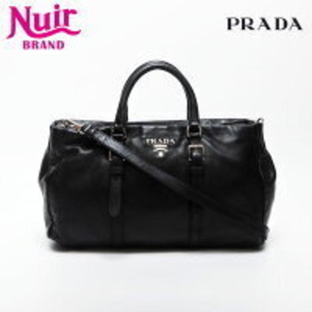 Prada 2way leather shoulder bag black